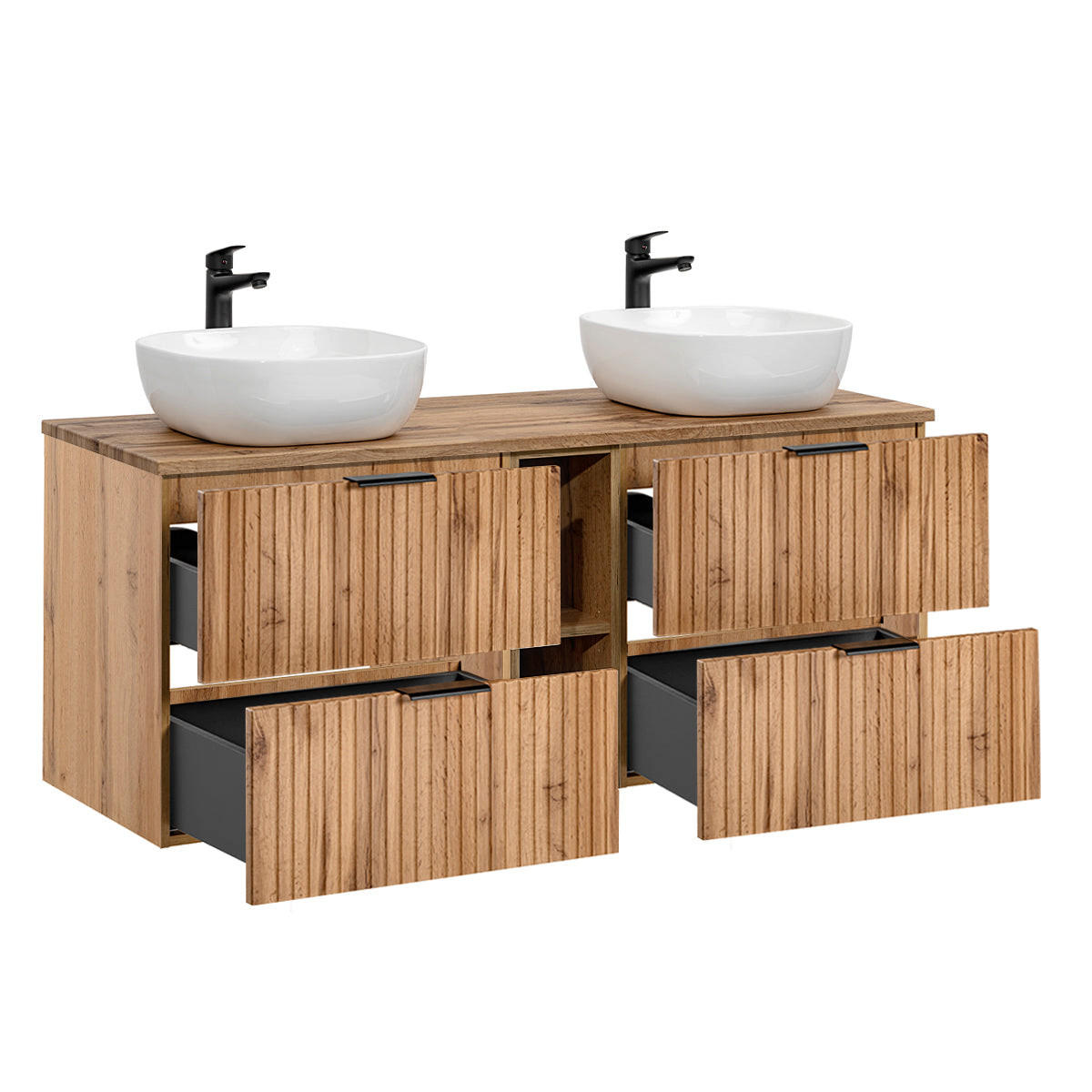 DOPPELWASCHTISCH 140.8cm Adriel Holz - Braun, Holzwerkstoff (140.8/59/46cm) - Petits-meubles