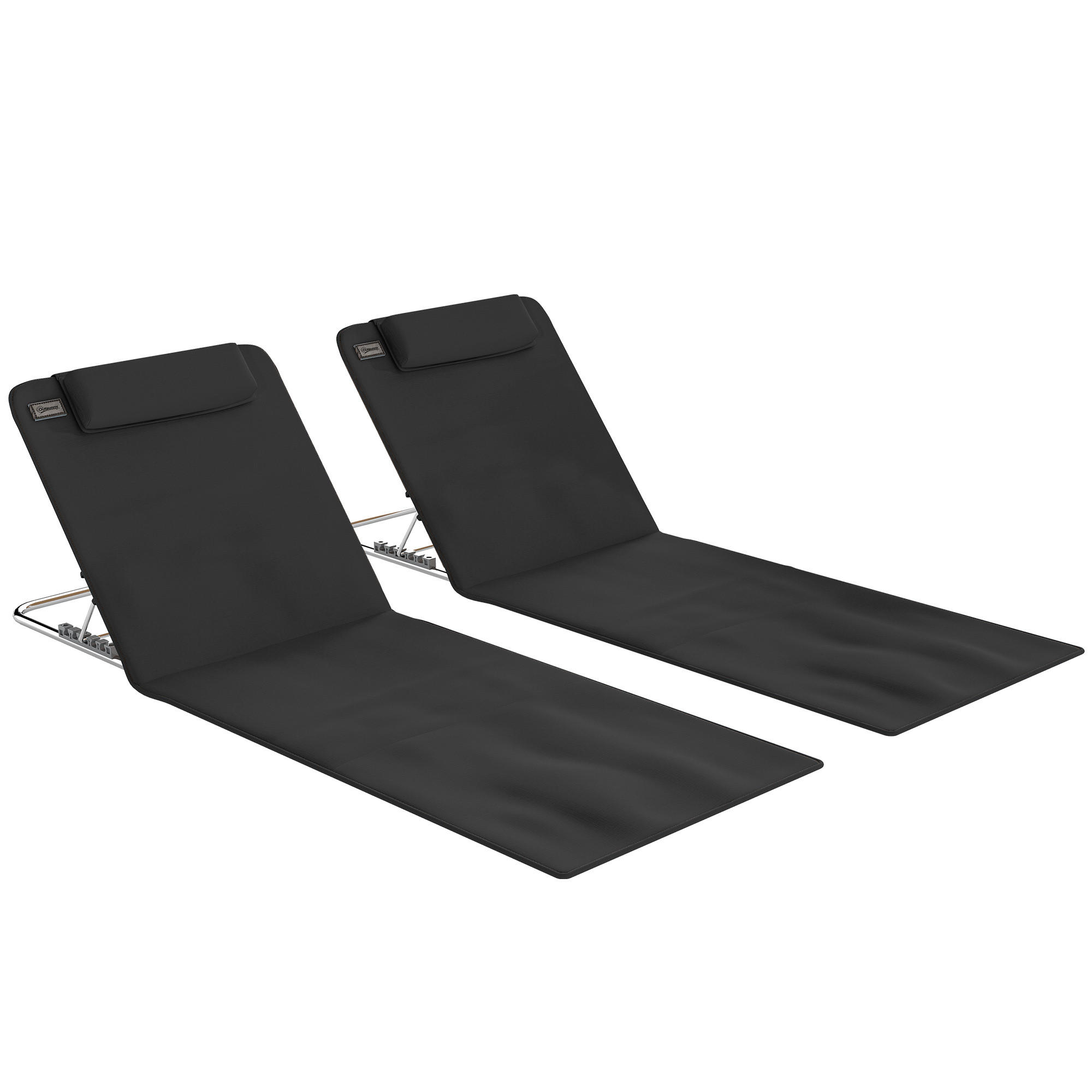 HÖHENVERSTELLBARE STRANDLIEGE, 134 x 48 x 33-43 cm, Stahl, Schwarz - Schwarz, Kunststoff (48/43/134cm) - Outsunny