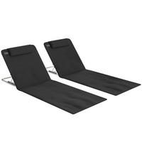 HÖHENVERSTELLBARE STRANDLIEGE, 134 x 48 x 33-43 cm, Stahl, Schwarz - Schwarz, Kunststoff (48/43/134cm) - Outsunny