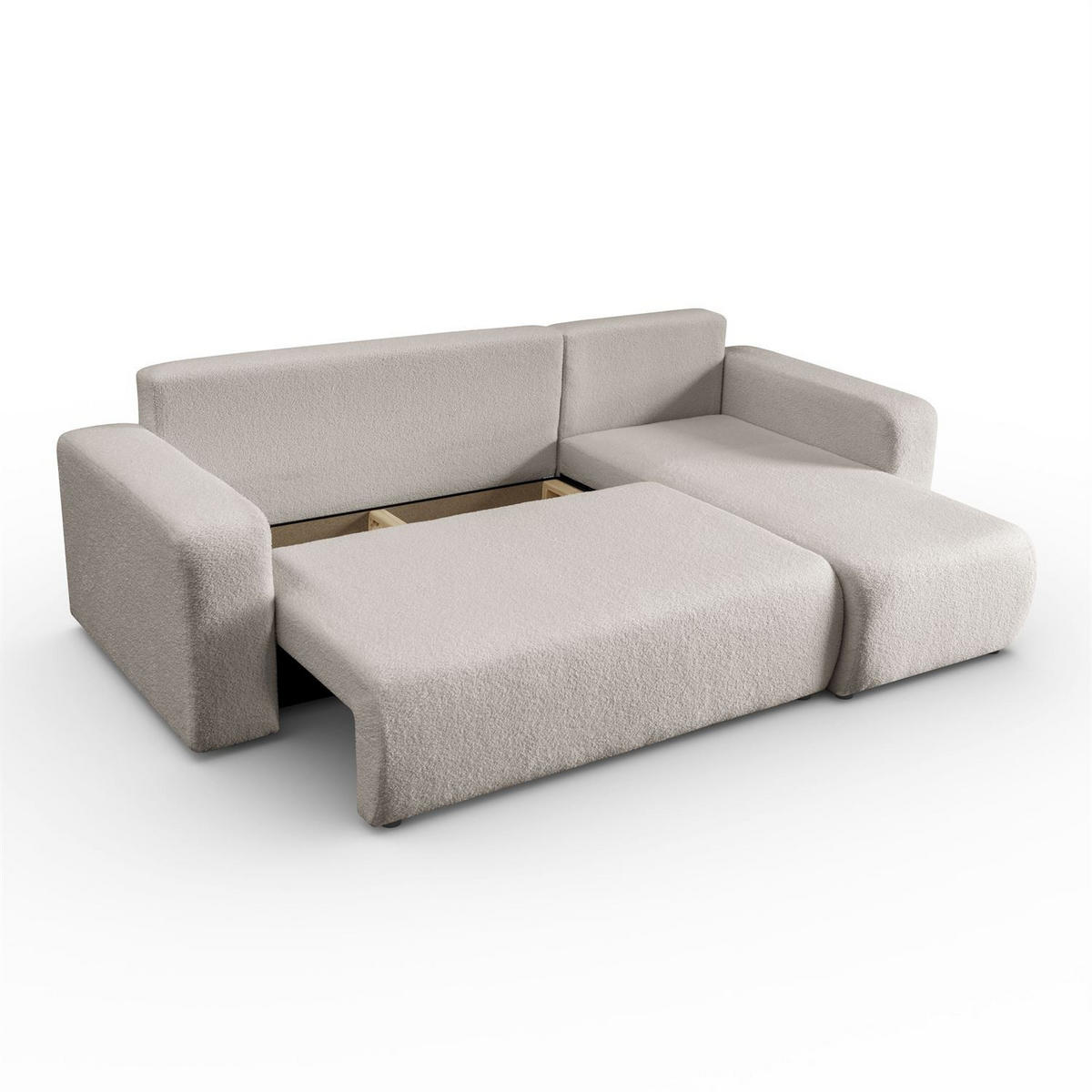ECKSOFA VESPO L mit Schlaffunktion und Bettkasten - Creme, Textil (247/143cm) - Lookway
