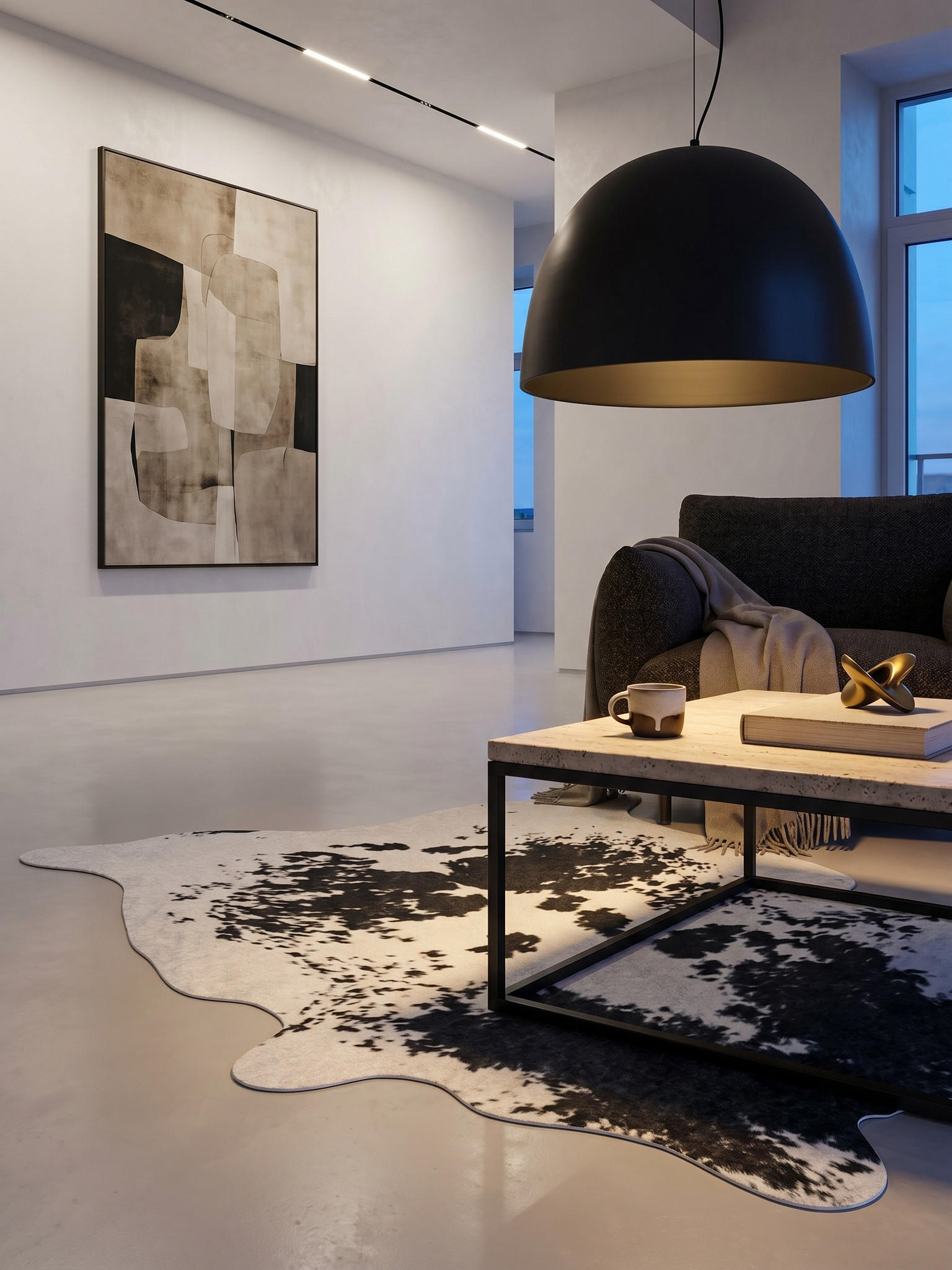 TEPPICH Flachgewebe GASTEIN in Schwarz, in Rindsleder-Optik, 150 x 200 cm - Schwarz, Textil (150/200cm) - KADIMA DESIGN