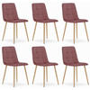 STUHL CETARA 6-er Set, Rosa, Metallbeine in Holzfarbe, mit Samtstoff gepolstert - Schwarz, Textil/Metall (54/84/61cm) - Komodee