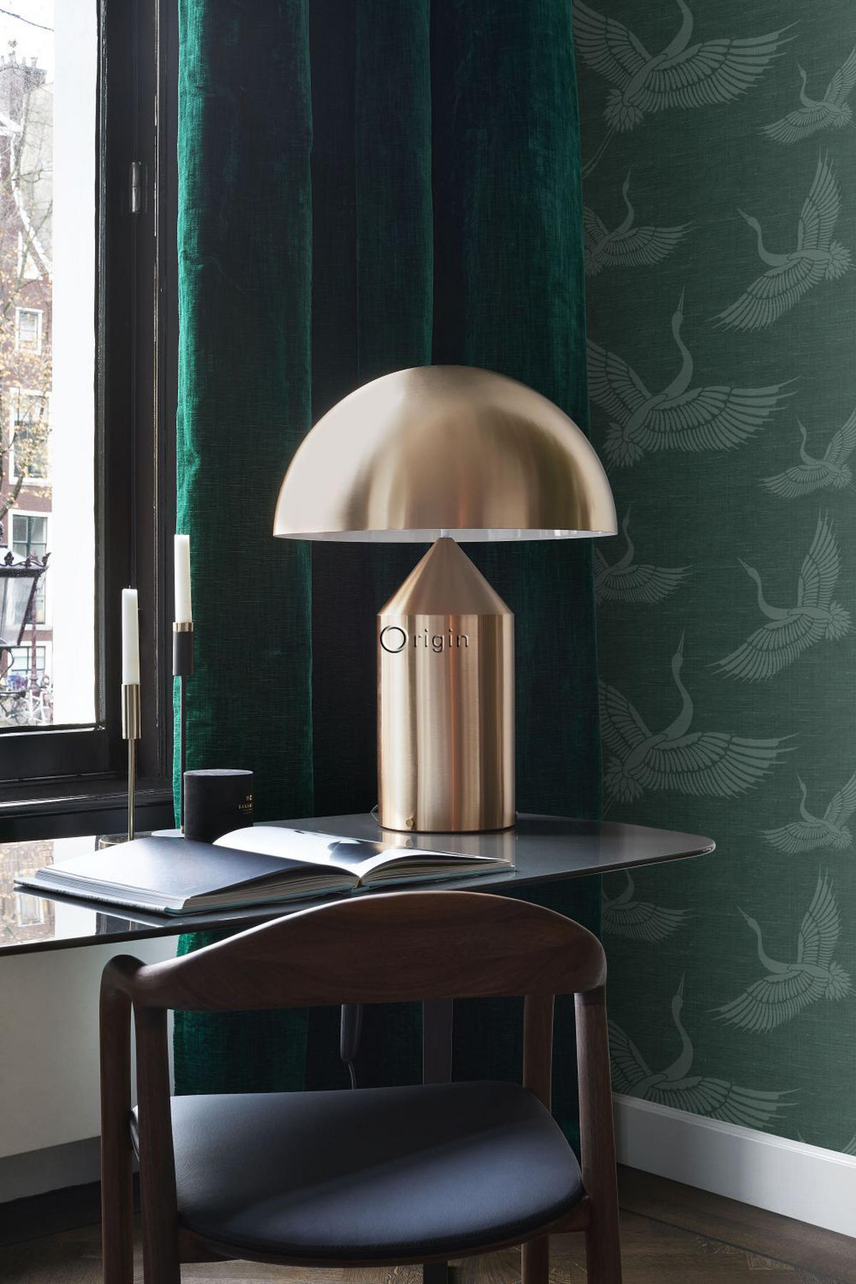 TAPETE Kraniche 53 cm x 10.05 m - Blau, Papier (53/1000cm) - Origin Wallcoverings