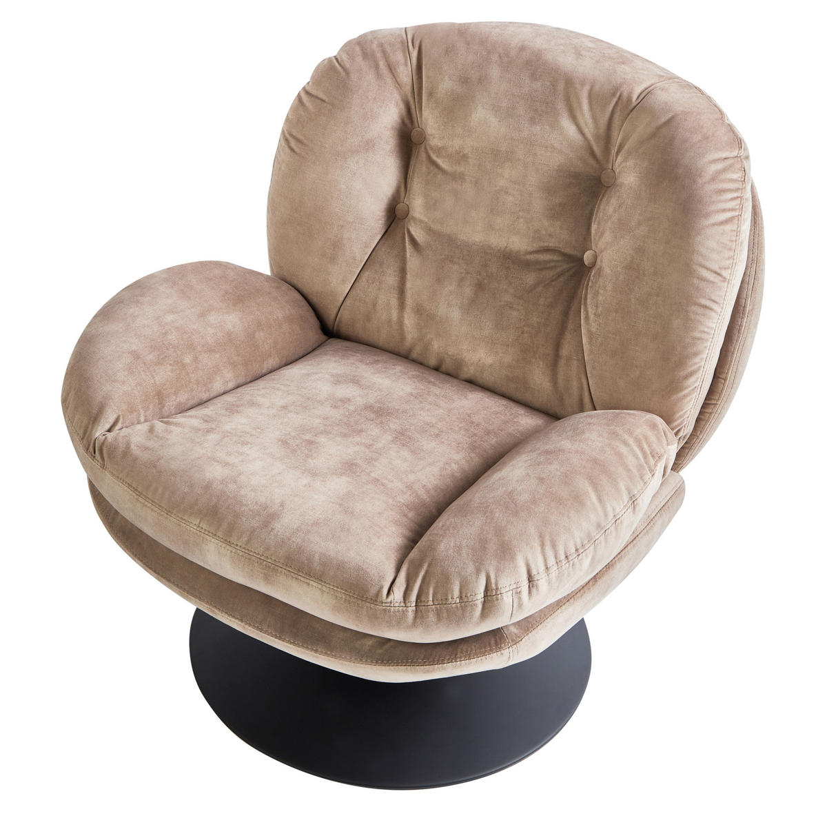 DREHSESSEL Beige Nolvik - Sandfarben/Schwarz, Textil (82/82/85cm) - Beliani