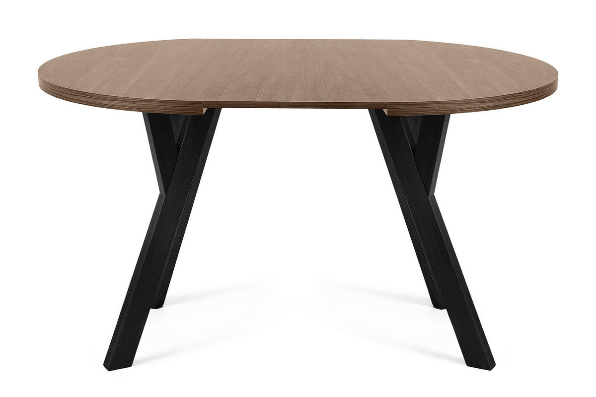 ESSTISCH INDAGA Ausziehbar 100-180cm Rund, lefkas/schwarz - Schwarz/Braun, Holz (100/180/75cm) - KONSIMO®