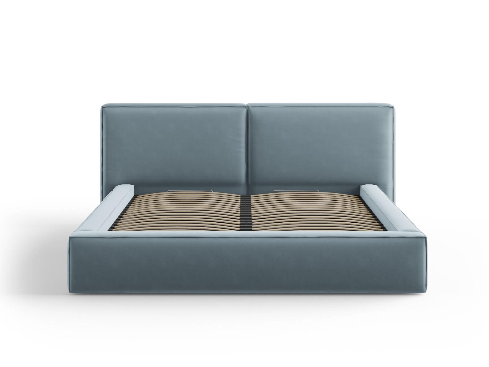 BETT mit Bettkasten und Kopfteil Jodie aus Samt hellblau 180x200cm - Hellblau, Textil (180/200cm) - Micadoni