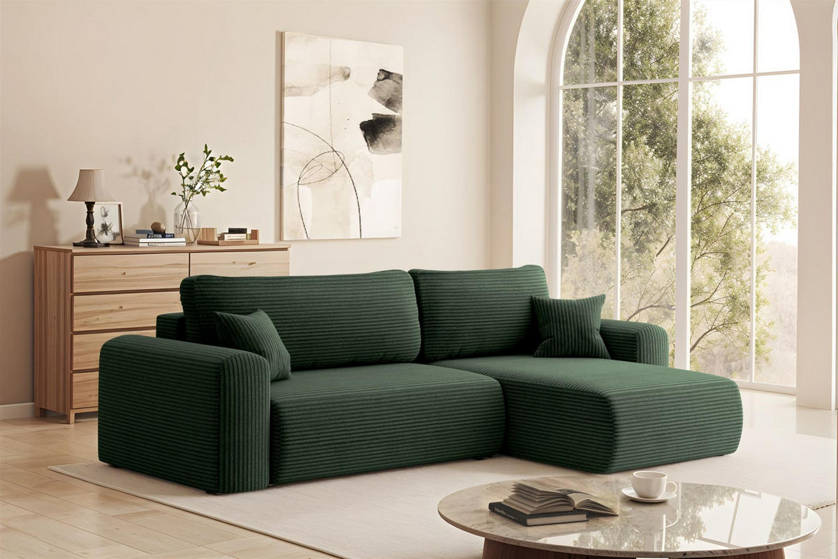 ECKSOFA Flora In Poso - Grün, Holzwerkstoff/Textil (272/145cm) - Fun Möbel