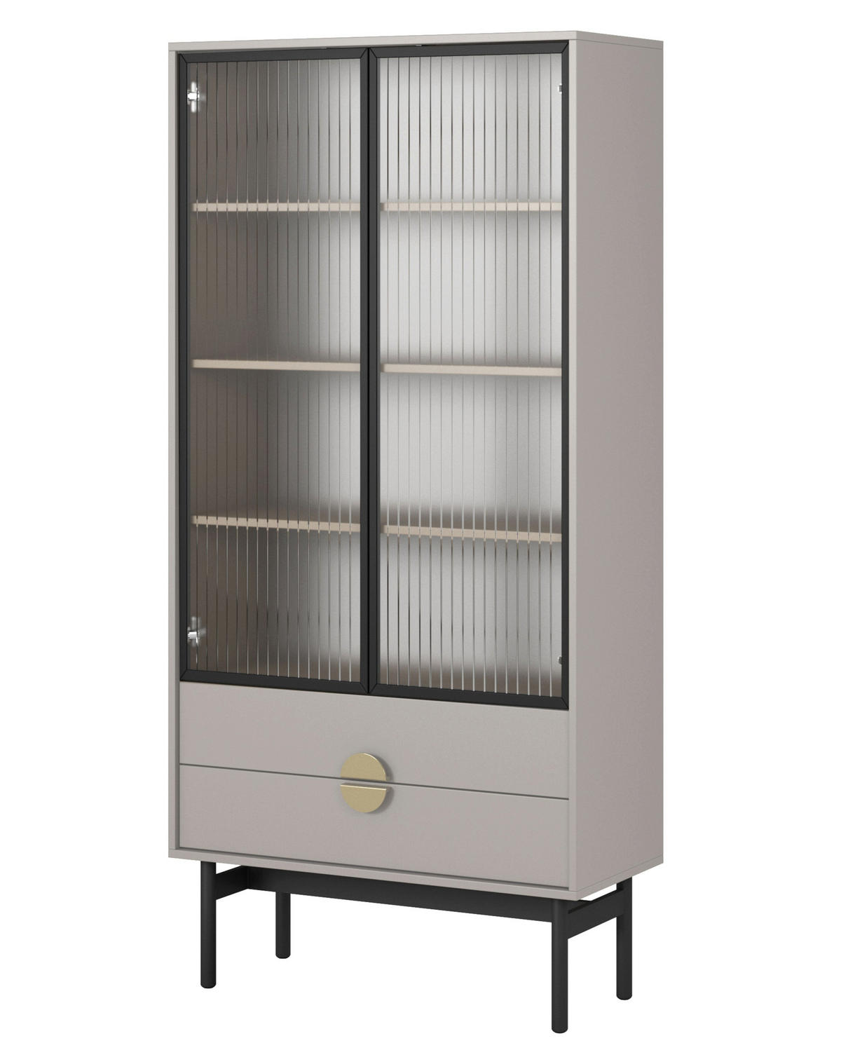 VITRINE Stoon II Taupe 85 cm - černá/zlatá, kov/kompozitní dřevo (85/179/41cm) - Selsey