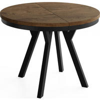 ESSTISCH Vero Neo rund ausziehbar verlängerbar, Eiche Braun Rustikal 100-300/100/77 cm - Alteiche/Schwarz, Holz/Holzwerkstoff (100/100/77cm) - WFL GROUP