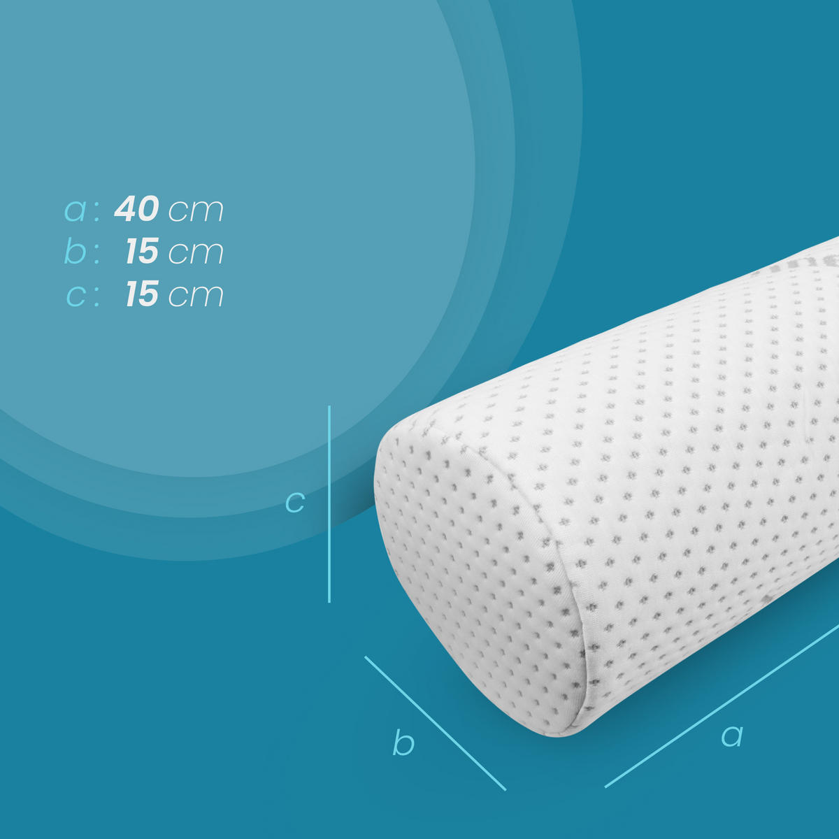 NACKENKISSEN Memory Foam ( Nackenrolle / 40 cm x Ø15 cm ) Viscoelastische Kopfkissen - Silver Protect Bezug "antimikrobiell" abnehmbar - Öko-Tex - Weiß, Textil (15/40cm) - Bestlivings