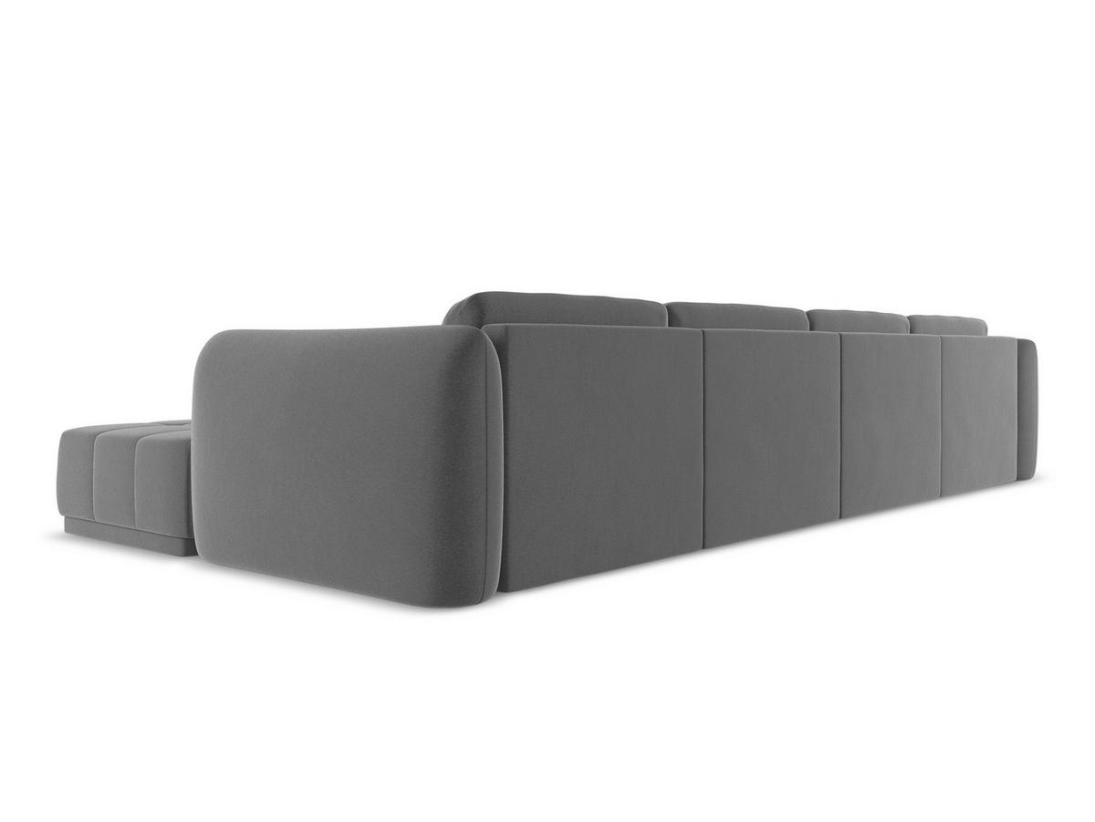 WOHNLANDSCHAFT Samt Stoff Grau - Schwarz/Grau, Kunststoff/Textil (370/74/170cm) - Makamii
