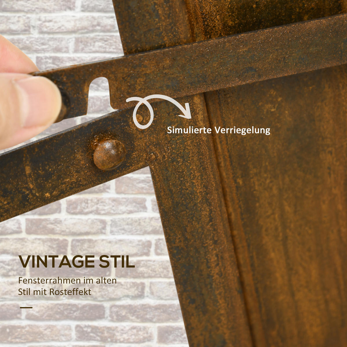 EISENFENSTER, Rustikal-Braun, Eisen - Braun, Metall (19/80/55cm) - Outsunny