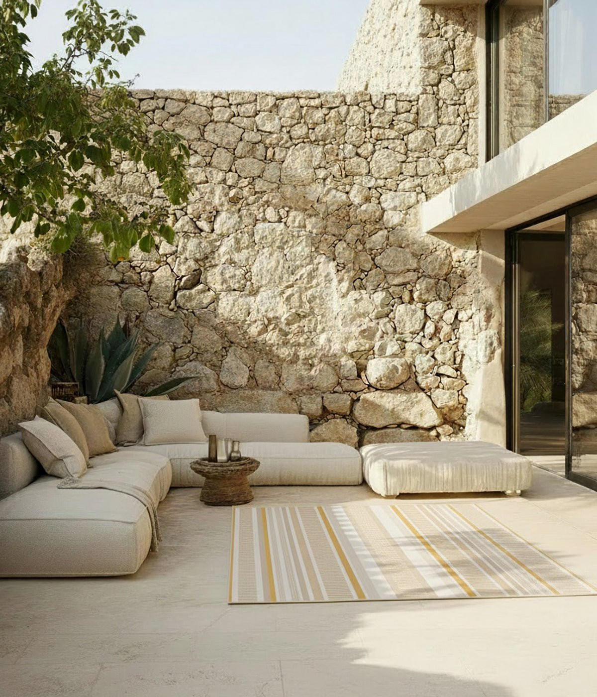 TEPPICH für Innen- und Außenbereich gestreift gelb - Gelb, Textil (160/230cm) - AFK Living