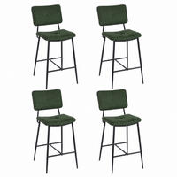 BARHOCKER 4er Set, Samt Dunkelgrün, Metallbeine Schwarz - Grün, Metall (46/102/52cm) - Meubles Cosy
