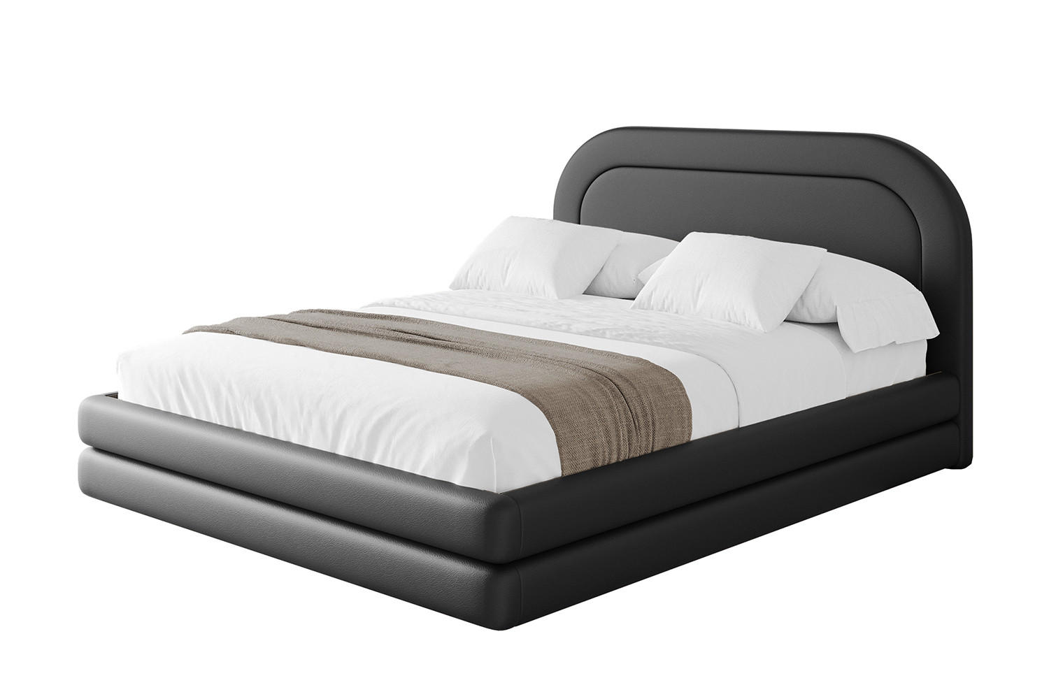 POLSTERBETT mit Bettkasten und Lattenrost, Boxbett ohne Matratze - LERIS 120x200 Schwarz Kunstleder - Schwarz Hochglanz, Holzwerkstoff/Textil (120/200cm) - ALTDECOR