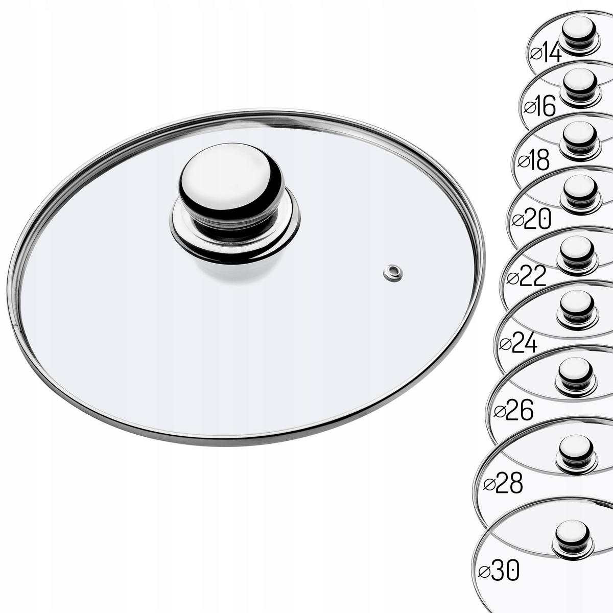 DECKEL mit Metallgriff, 24 cm - Transparent, Glas (24cm) - KADAX