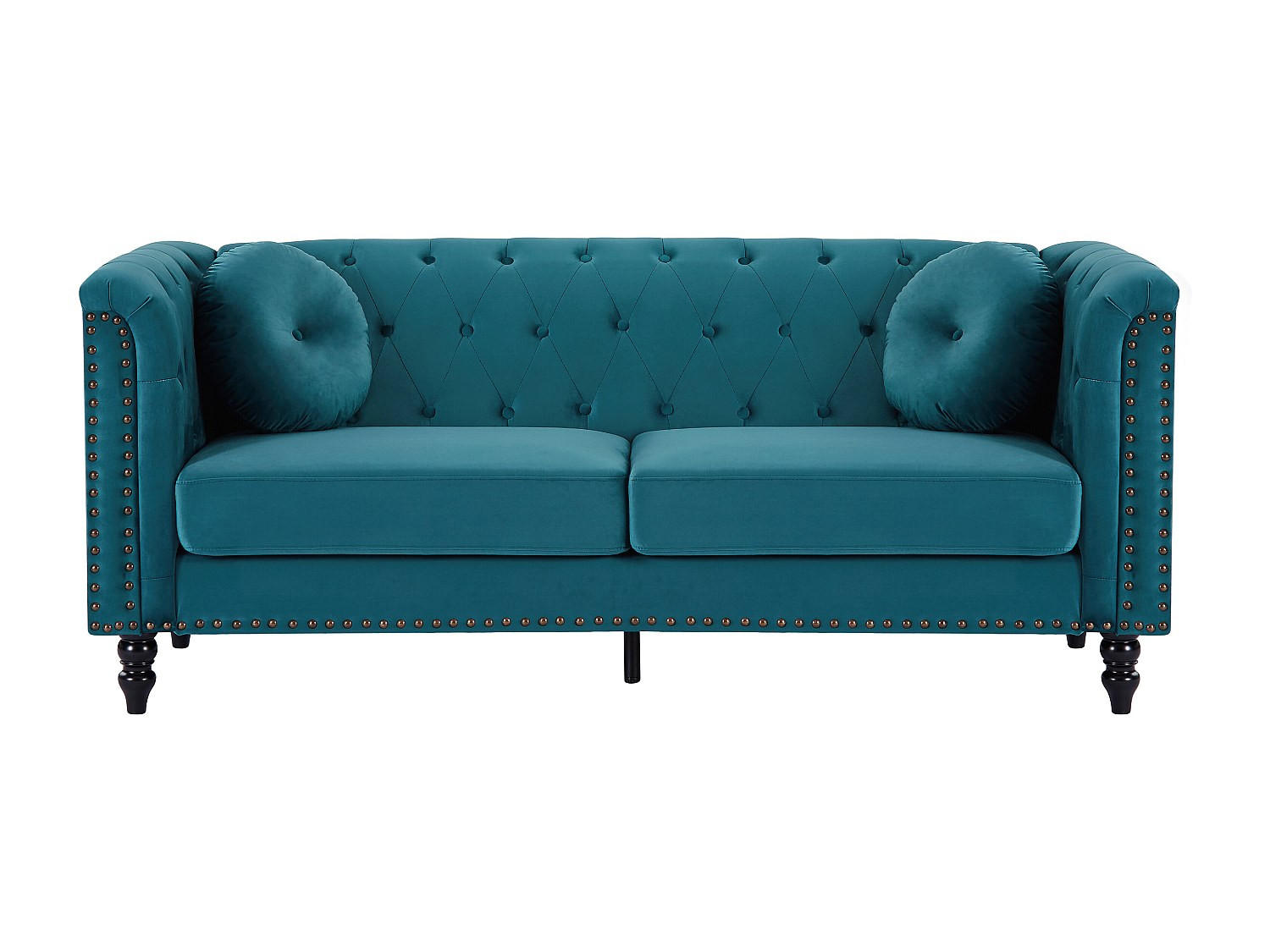 SOFA ohne Schlafmöglichkeit - 3 Personen - Samt, Stoff - Blaugrün - - Grün, Textil (190/79/77cm) - Vente-Unique