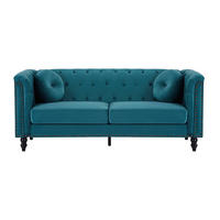 SOFA ohne Schlafmöglichkeit - 3 Personen - Samt, Stoff - Blaugrün - - Grün, Textil (190/79/77cm) - Vente-Unique