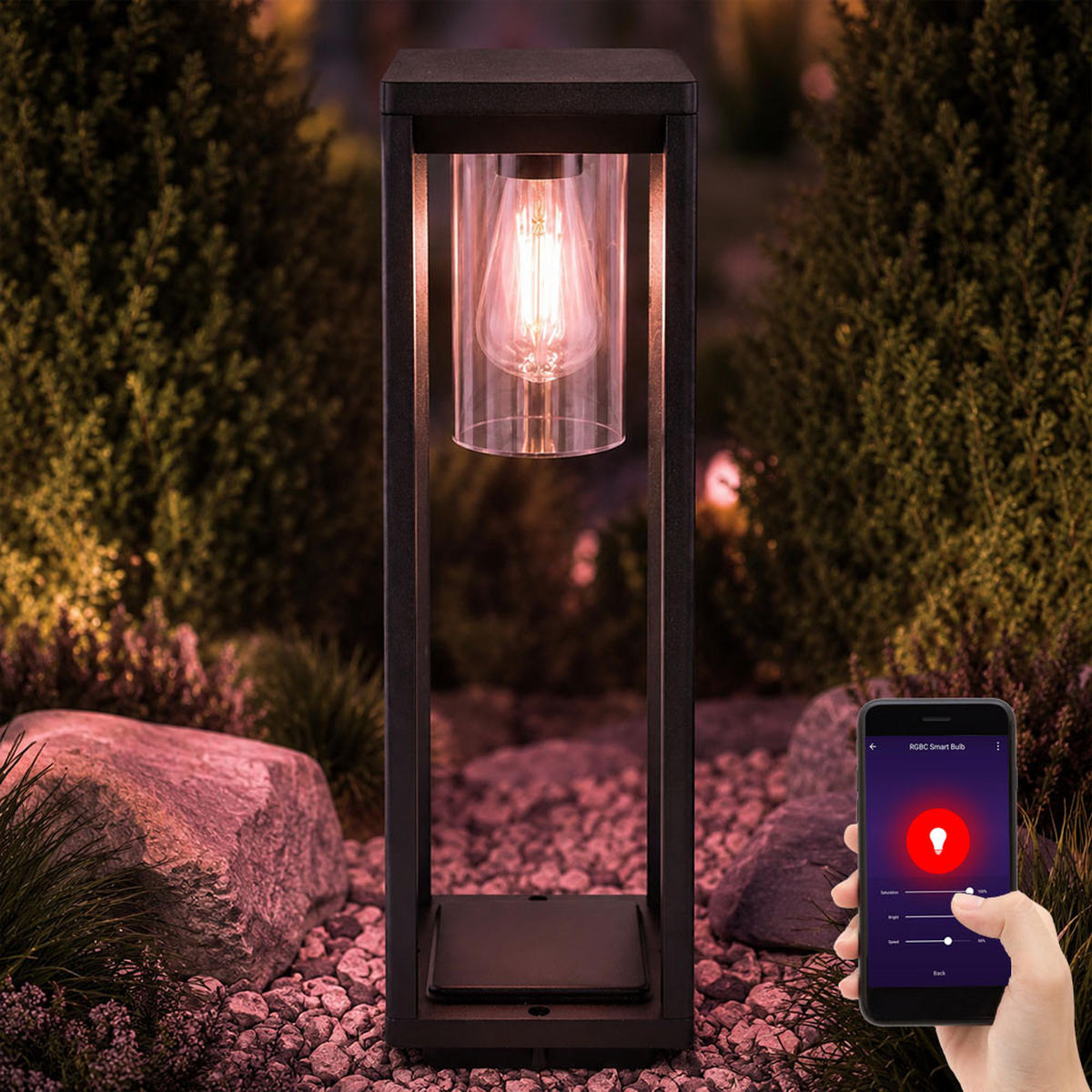 LED AUSSENLEUCHTE CANDELA Schwarz Aluminium - Schwarz, Metall (15/15/50cm) - Globo Lighting