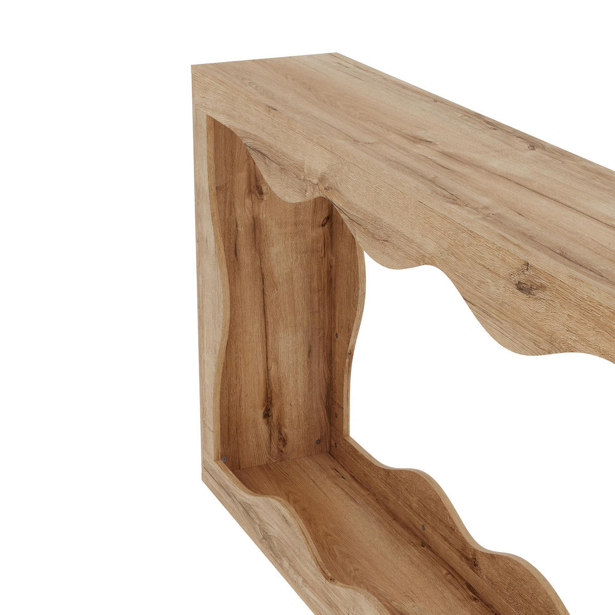 KONSOLENTISCH in Holzoptik Wellenrand Beistelltisch mit Stauraum für Flur, 160,5L/30B/86,5(cm) - Naturfarben, Holzwerkstoff (30/160.5/86.5cm) - STILVORA