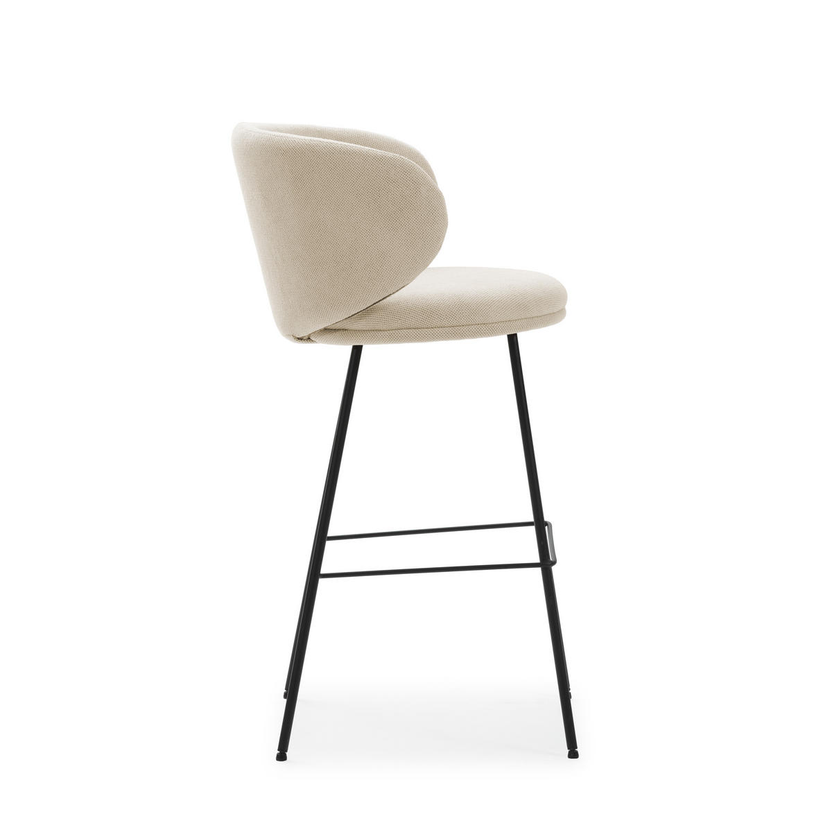 BARHOCKER (Set aus 2) aus Stoff mit schwarzen Metallbeinen - rush 56/53/65 cm - Beige, Textil (53/65/56cm) - Drawer