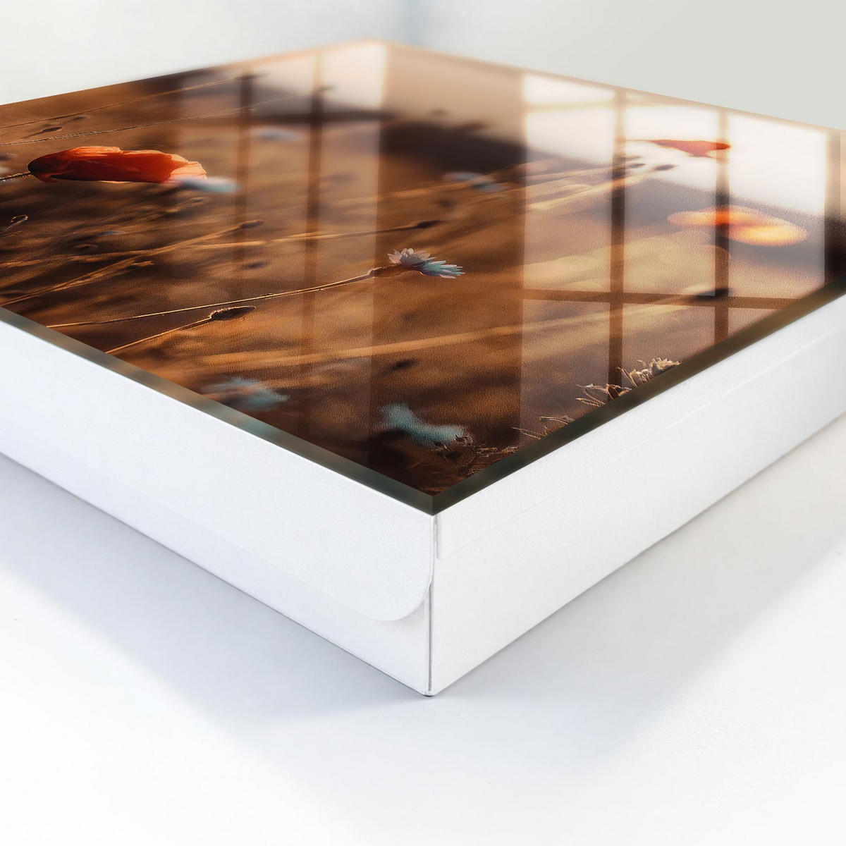 SCHLÜSSELBOX Weiß 30x30 cm – Türöffnung nach rechts - Mohnfelder - Braun, Metall (30/30/5cm) - TULUP