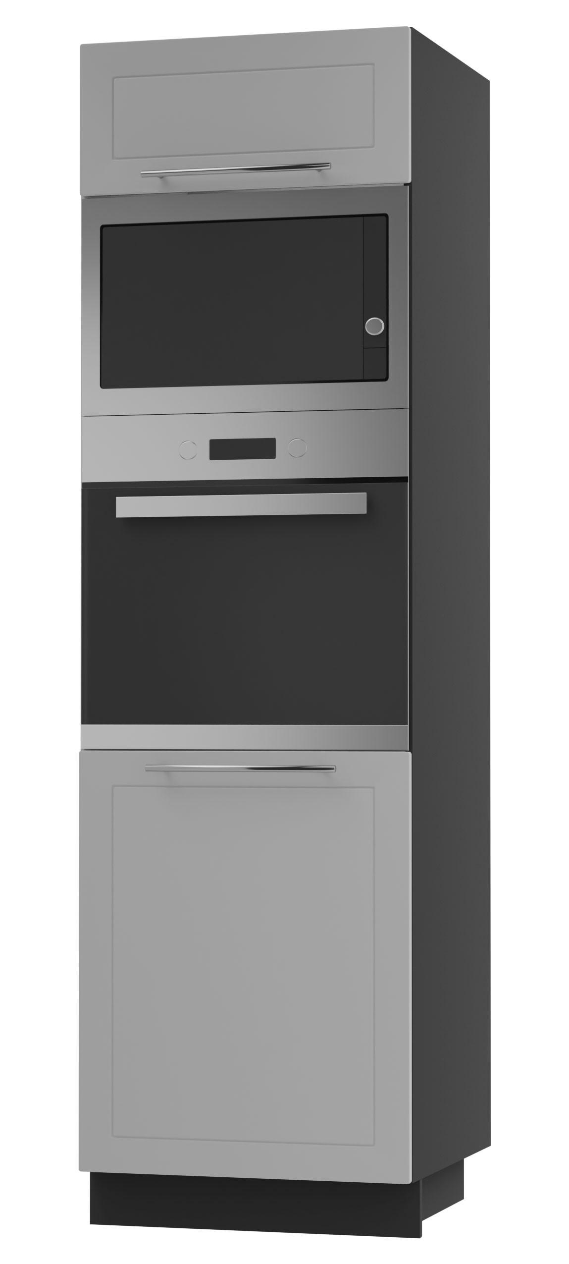 Feldmann-Wohnen Backofen-Hochschrank Grau, Schwarz 60x207x59 cm