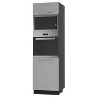 BACKOFEN-HOCHSCHRANK Kvantum D14/RU/60/207 Dust Grey Matt / Schwarz Matt 60 / 59 / 207cm - Schwarz/Grau, Holz/Holzwerkstoff (60/207/59cm) - Feldmann-Wohnen