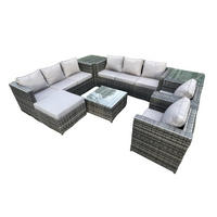 GARTENTISCHGRUPPE Polyrattan 9-Sitzer - Dunkelgrau, Metall - Fimous