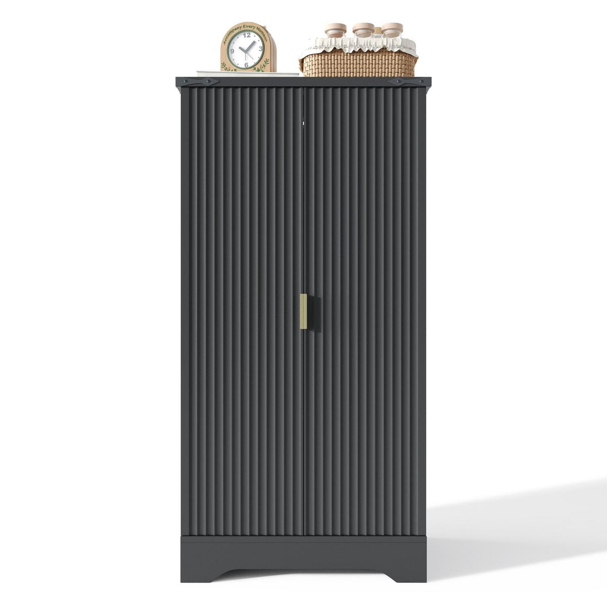 ANRICHTE Hochschrank 120/60,5/40 cm aus MDF und PB mit LED-Sensorlicht Schwarz - Schwarz, Holzwerkstoff (60.5/120/40cm) - Modenvie