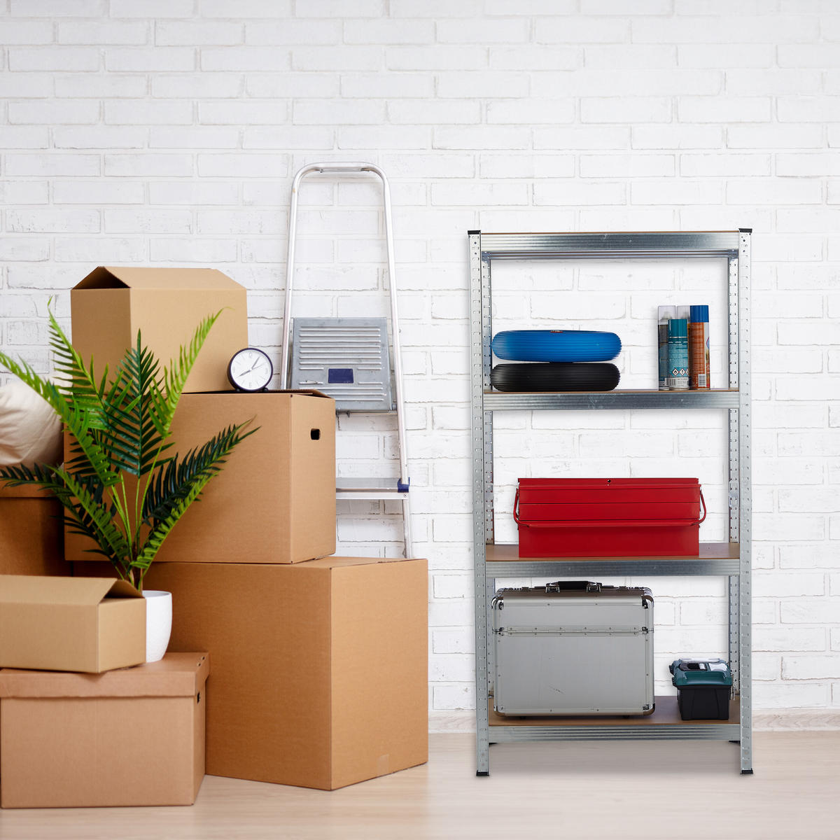 SCHWERLASTREGAL - Silberfarben, Holzwerkstoff/Kunststoff (60/138/30cm) - Relaxdays