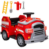FEUERWEHRAUTO, Elektro-Kinderauto, max. 3 km/h, Sirene, Blaulicht, Werkzeuge, für Kinder 3-5 Jahre - Rot, Kunststoff/Metall (86/49/52cm) - AIYAPLAY