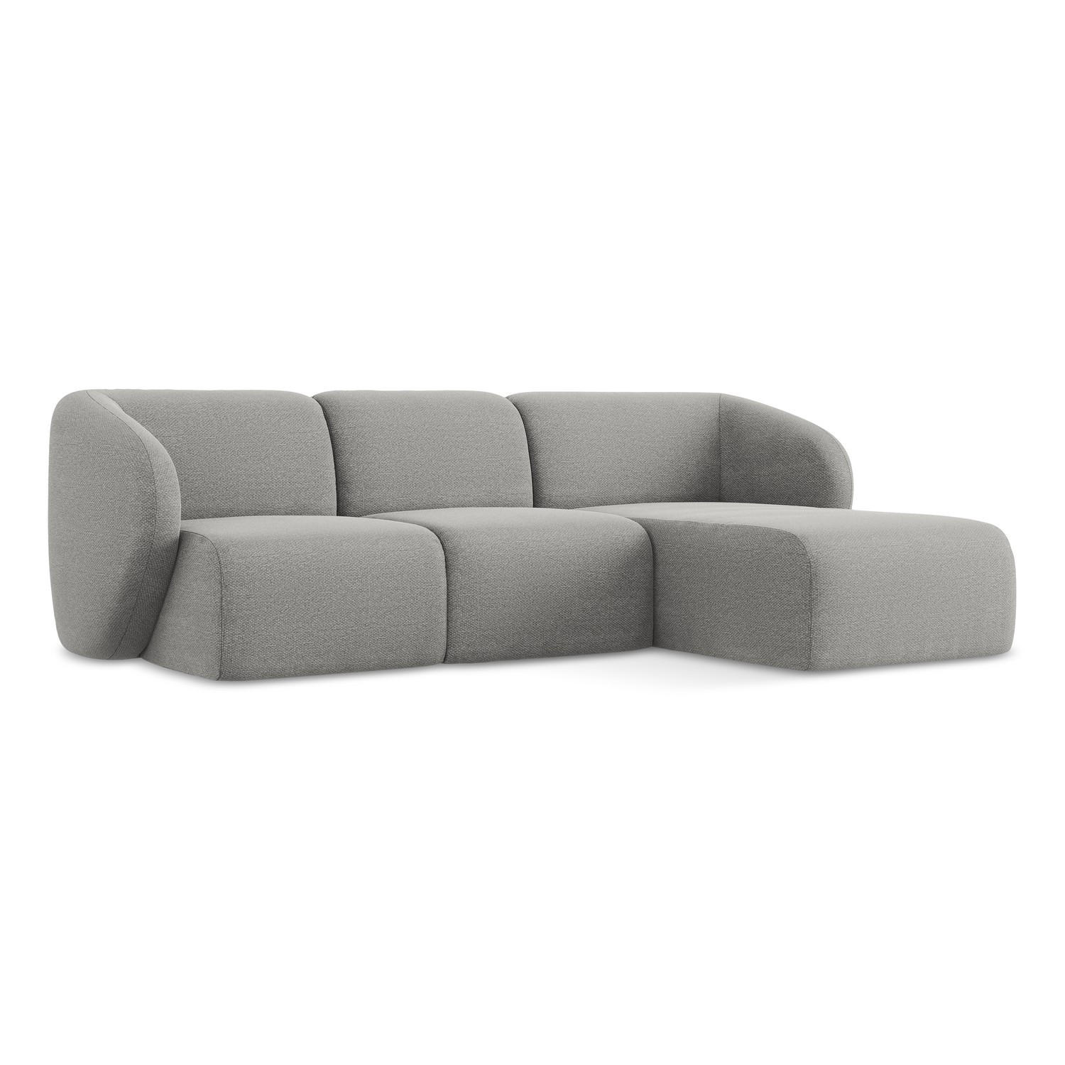 ECKSOFA Rechts Bouclé Stoff Grau - Hellgrau/Schwarz, Holzwerkstoff/Kunststoff (248/166cm) - LaMiaSofa