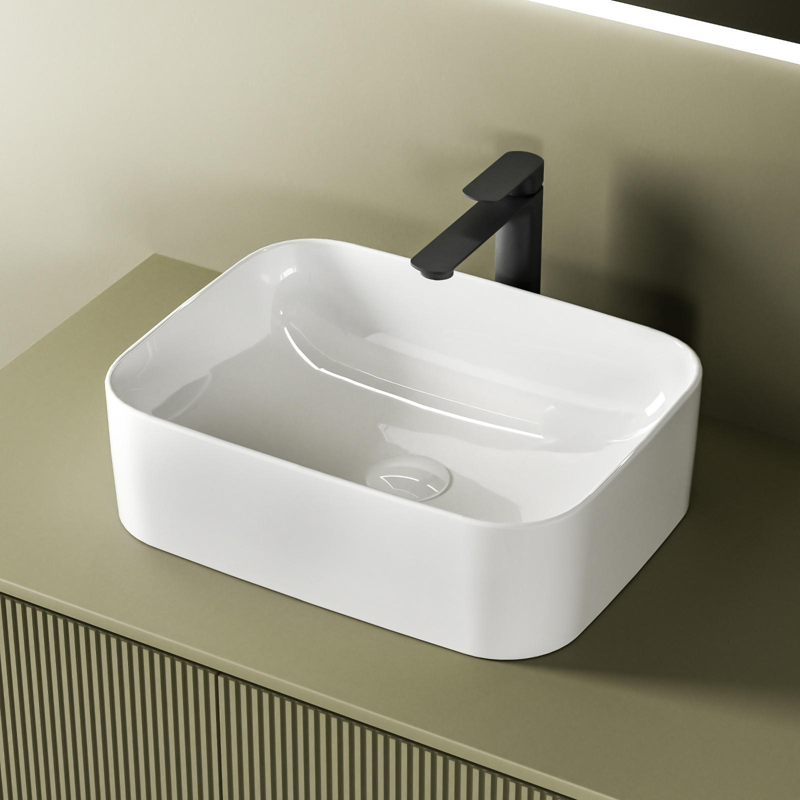 WASCHBECKEN mit pflegeleichter Oberfläche Weiß 50,5 / 38 / 15 cm - Weiß Hochglanz, Keramik (38/15/50.5cm) - EMKE