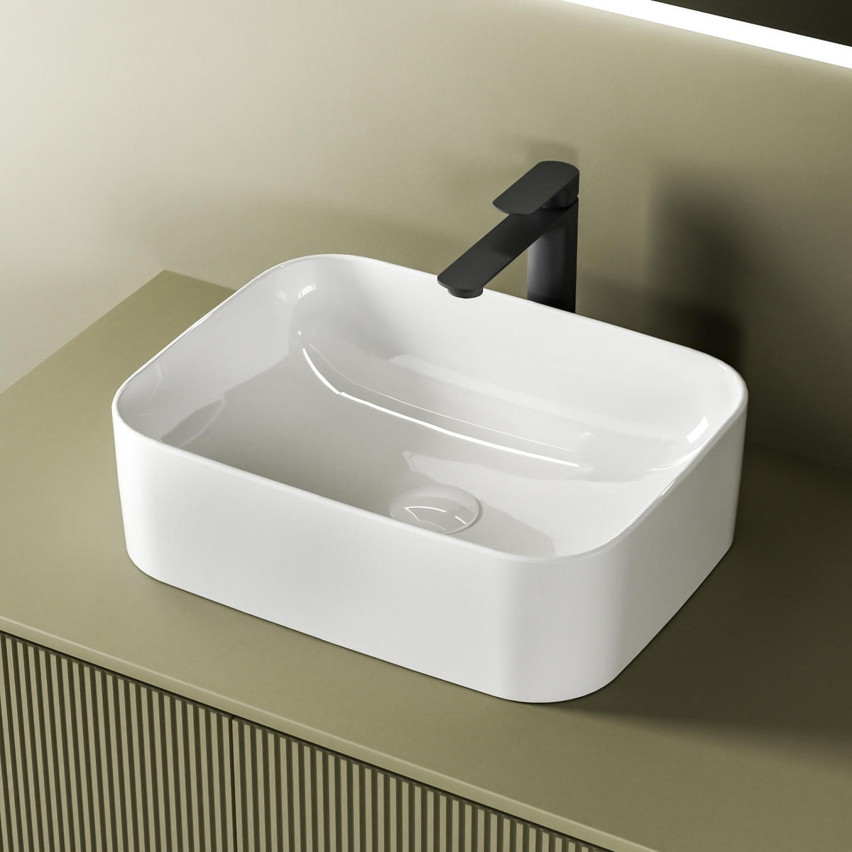 WASCHBECKEN mit pflegeleichter Oberfläche Weiß 50,5 / 38 / 15 cm - Weiß Hochglanz, Keramik (38/15/50.5cm) - EMKE