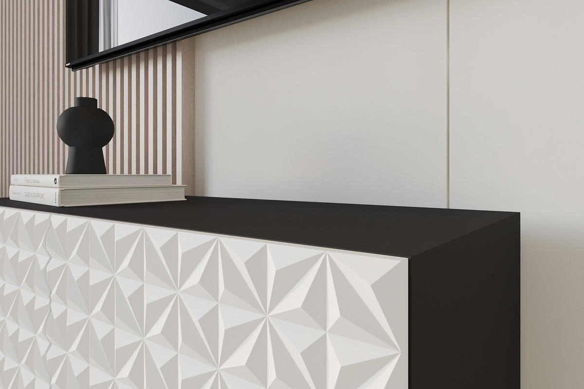 LOWBOARD VIRA-W 100x40x41 cm - Schwarz / Weiß - Weiß, Holzwerkstoff (100/40/41cm) - ALTDECOR