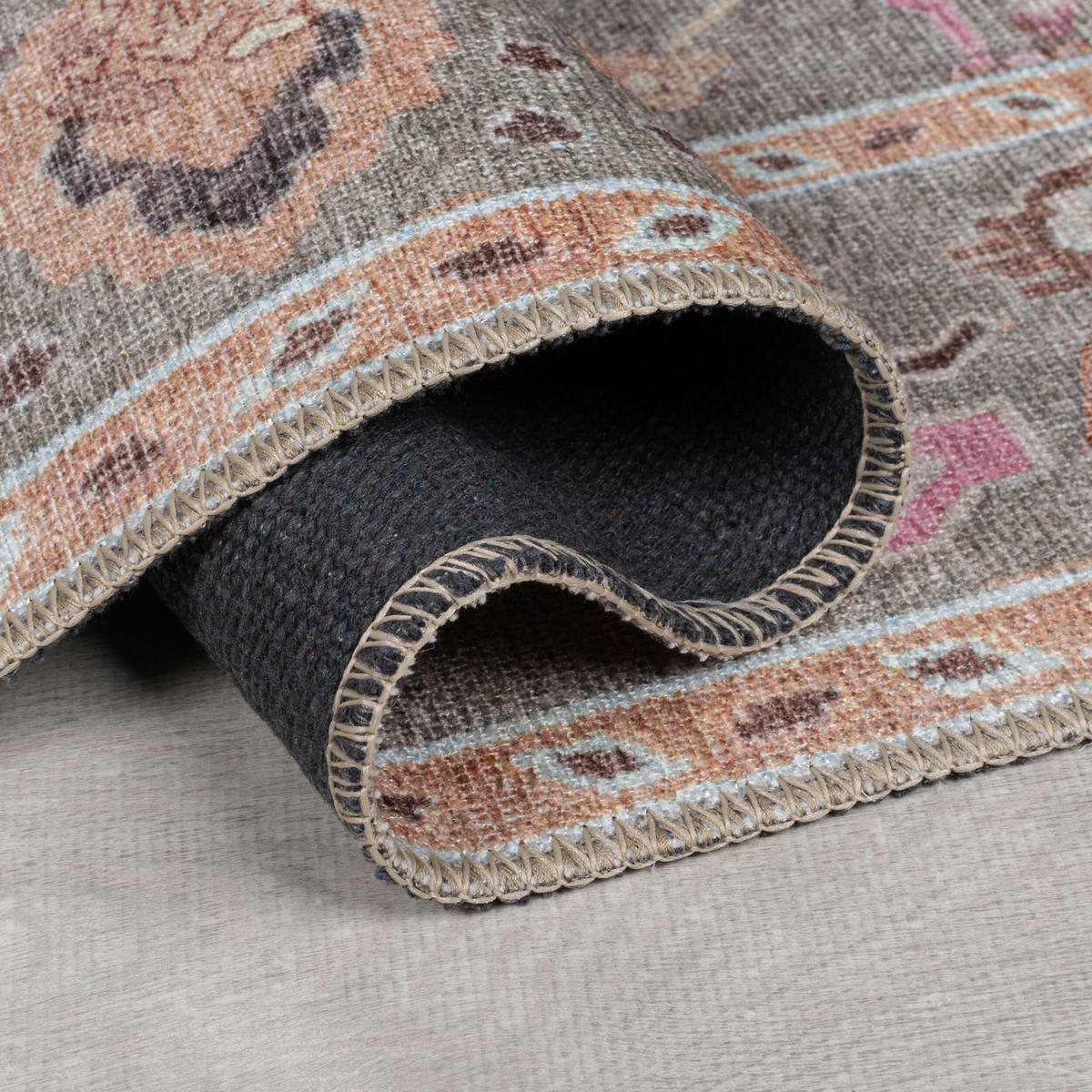 TEPPICH waschbar Floral Muster, Orientalisch, Wohnzimmer schmutzabweisend Multicolor-Rosa Läufer 60x230 - Rosa, Textil (60/230cm) - KADIMA DESIGN