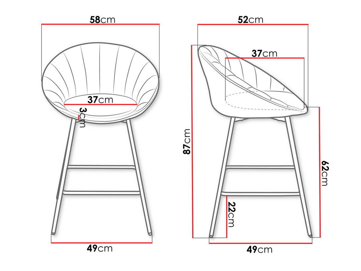 BARHOCKER-SET H112 (2 Stück) - Goldfarben/Grau, Holzwerkstoff/Textil (58/87/52cm) - MIRJAN24
