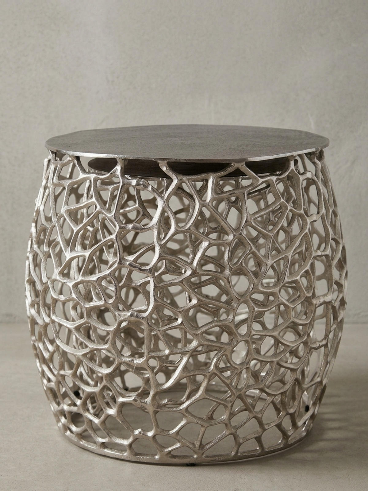 BEISTELLTISCH Set – Silber Aluminium Aststruktur vielseitig einsetzbar - Silberfarben, Metall (46/46/42cm) - KADIMA DESIGN