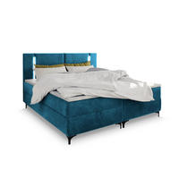 BOXBETT ALBA 160x200 cm mit Matratze und Topper - Blau - Blau, Holz (160/200cm) - MASSENO