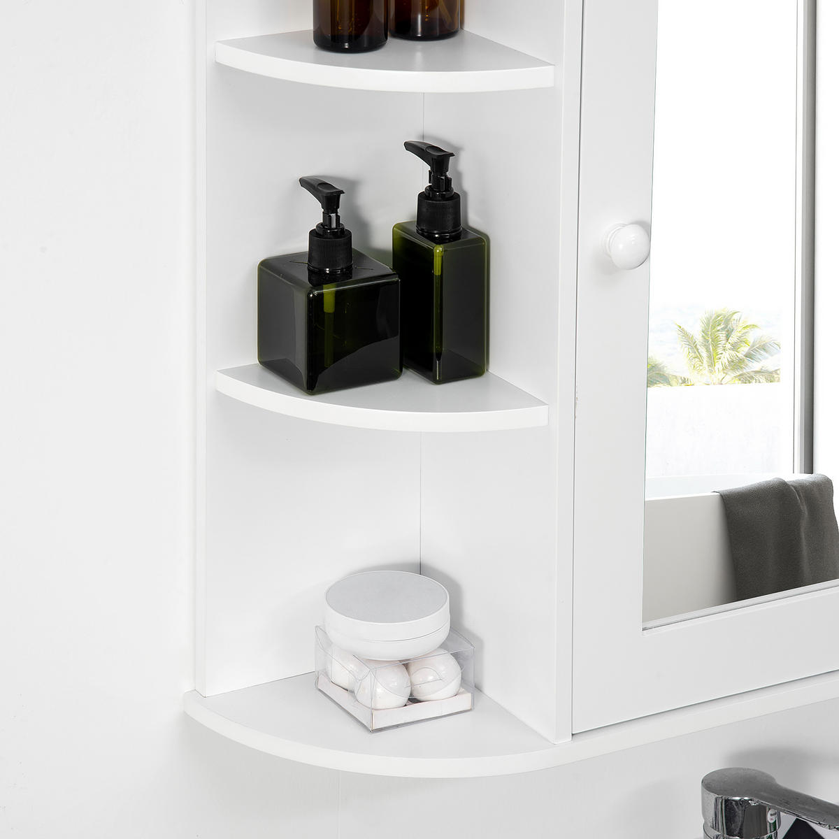 SPIEGELSCHRANK, MDF, Weiß, 66 x 17 x 63 cm - Weiß, Metall (17/63/66cm) - HOMCOM