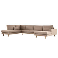 WOHNLANDSCHAFT mit Longchair - Taupe/Buchefarben, Textil (371/81/219cm) - home24