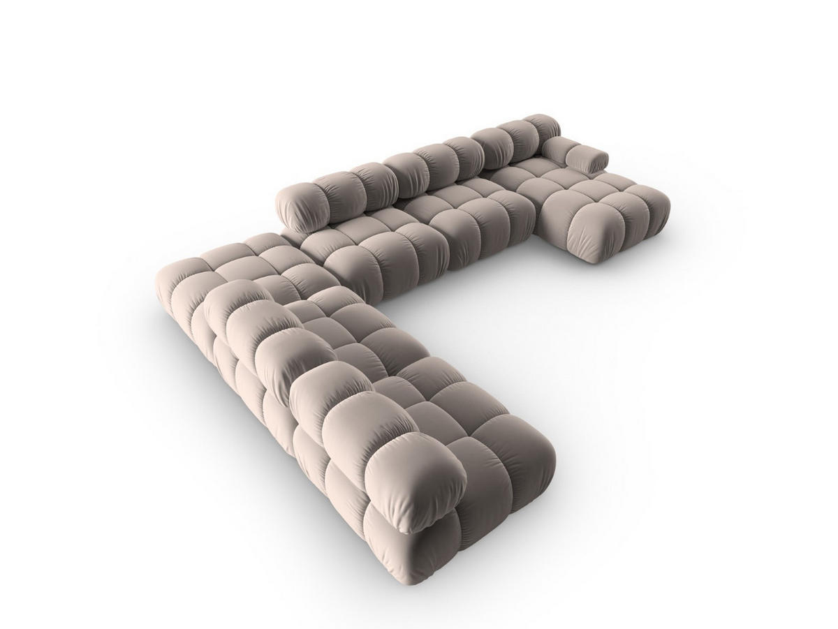 MODULARES-PANORAMASOFA links Bellis aus Samt beige 7 Sitzplätze - Beige, Textil (282/63/379cm) - Micadoni