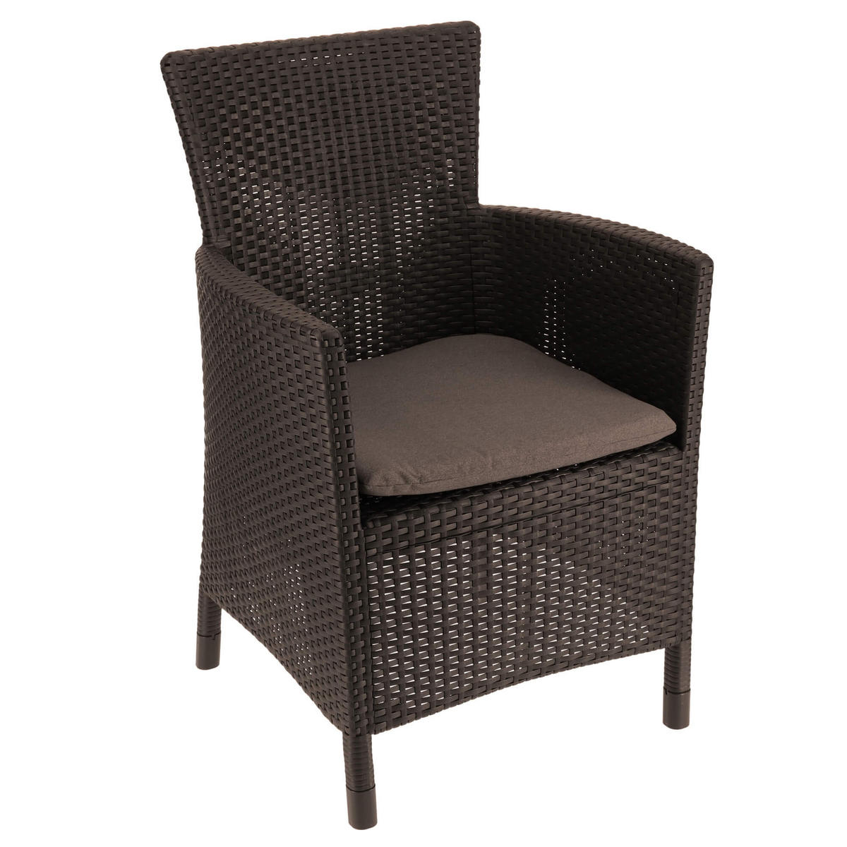 GARTENSESSEL mit Kissen Braun - Braun, Kunststoff (60/62cm) - KADAX