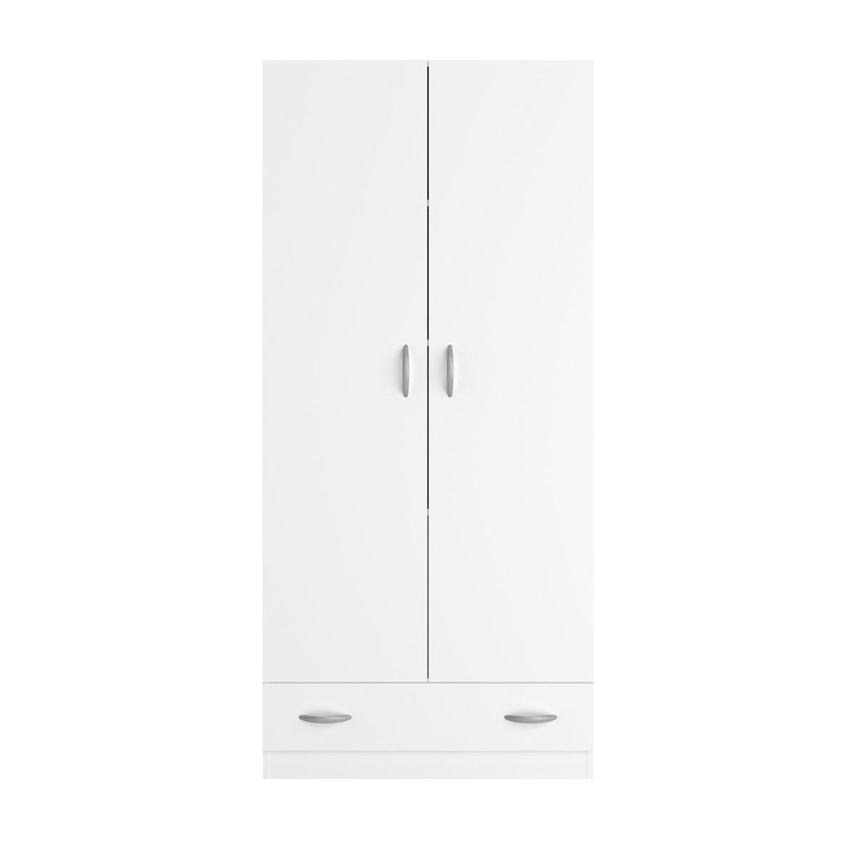 KLEIDERSCHRANK, 2 Türen, 1 Schublade, L78 cm - Orlando - Weiß, Holzwerkstoff (38.1/170.3/78cm) - Calicosy