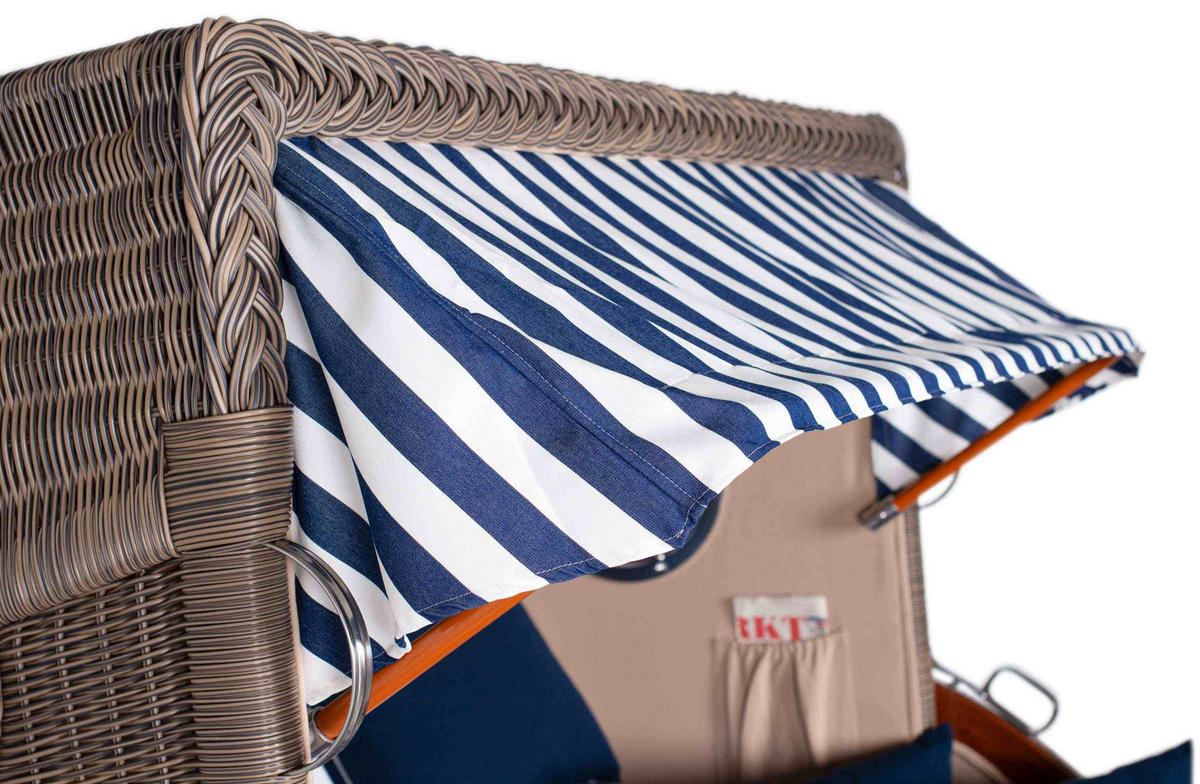 STRANDKORB 2-Sitzer Düne Mahagoni 518 - Blau/Dunkelblau, Holz (125/170/80cm) - Mr. Deko