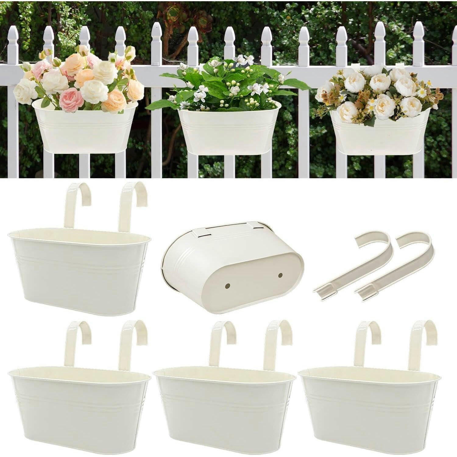 BLUMENTOPF-SET 5-teilig Metall Weiß - Weiß, Metall (13.5/21.2/27.3cm)