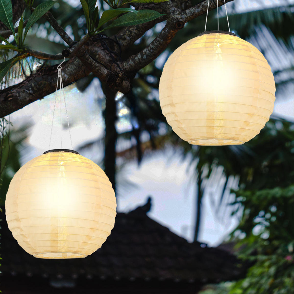 LED AUSSENLEUCHTE Lampion Beige 3er Set - Beige, Metall (30/30/55cm) - Globo Lighting