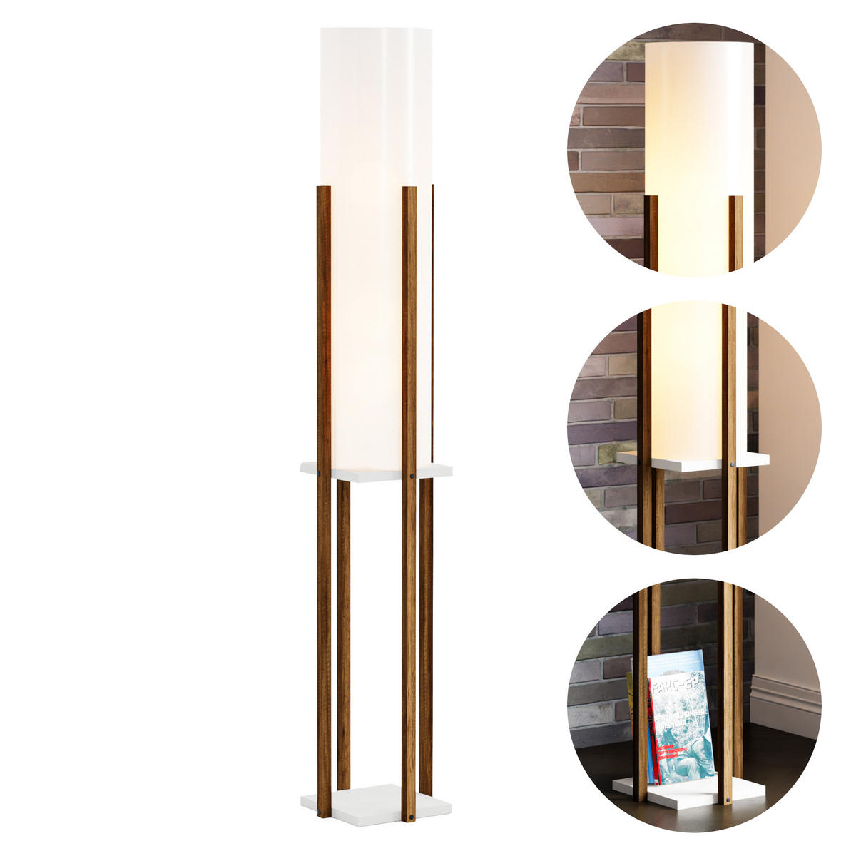 STEHLEUCHTE Gisborne - Walnussfarben, Holzwerkstoff (25/25/146cm) - lux.pro