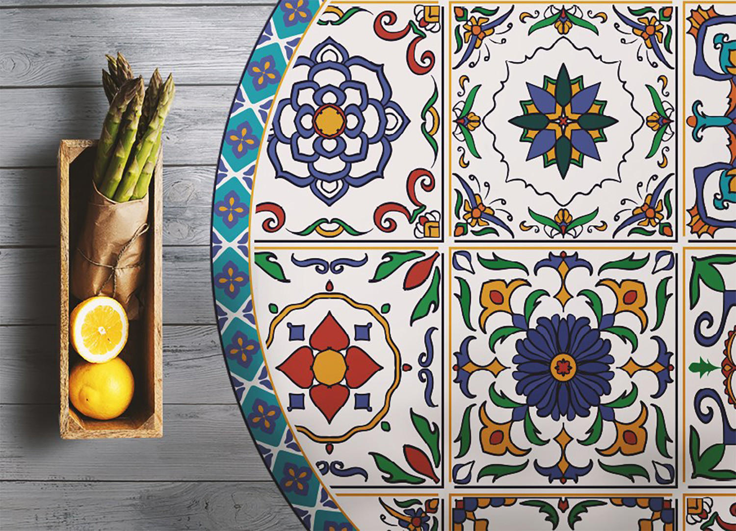 Thumbnail - Tulup Vinyl, Türkis, Kunststoff, Rund, 50x50 cm, Teppiche & Böden, Teppiche, Outdoorteppiche